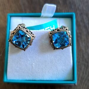 Effy Sterling silver/ plated rose gold Topaz earrings